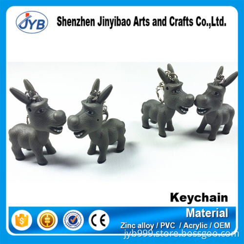 latest design promotional innovative gift plastic 3D donkey shape LED keychain